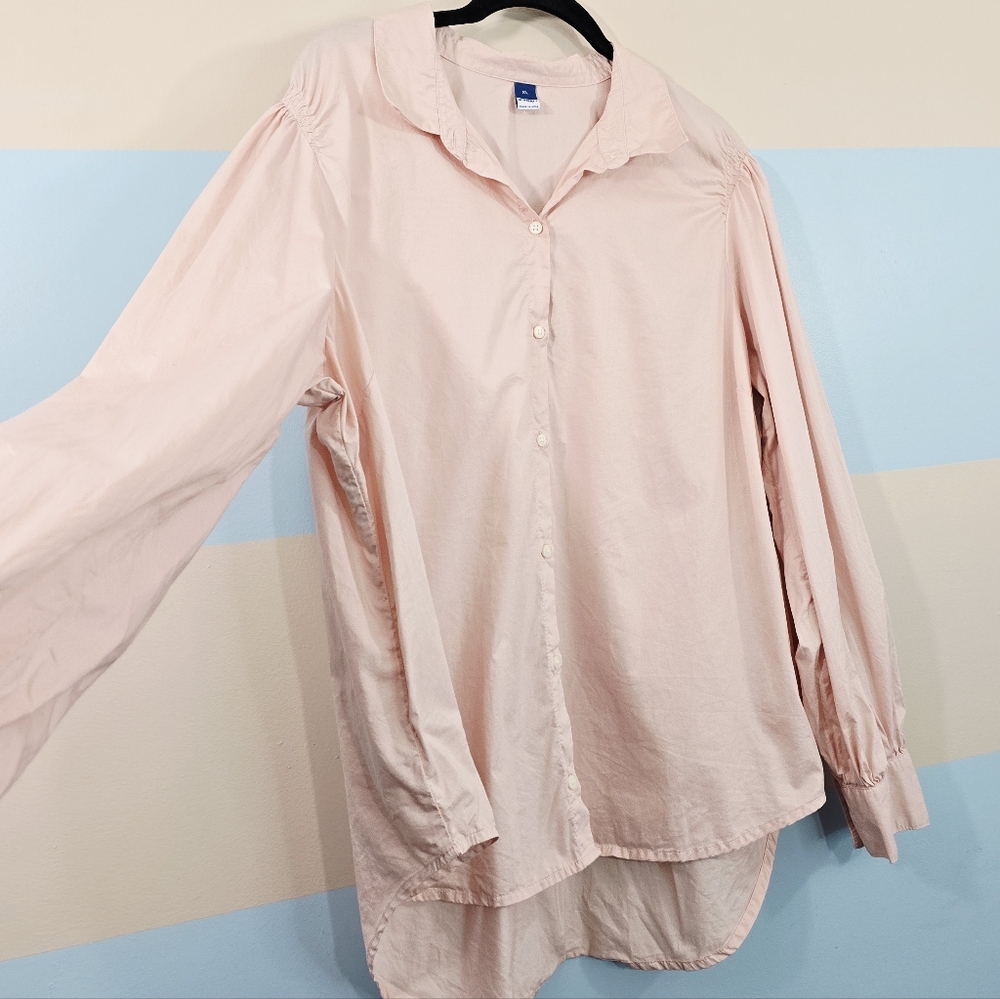 Old Navy Blush Pink Smocked Button-Down Shirt - Picture 4 of 7